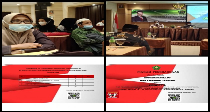 Guru PKn MAN 2 Bandar Lampung, Noperdayati, S.Pd Jadi Peserta Training of Trainer (TOT) Pembelajaran Antikorupsi pada Madrasah